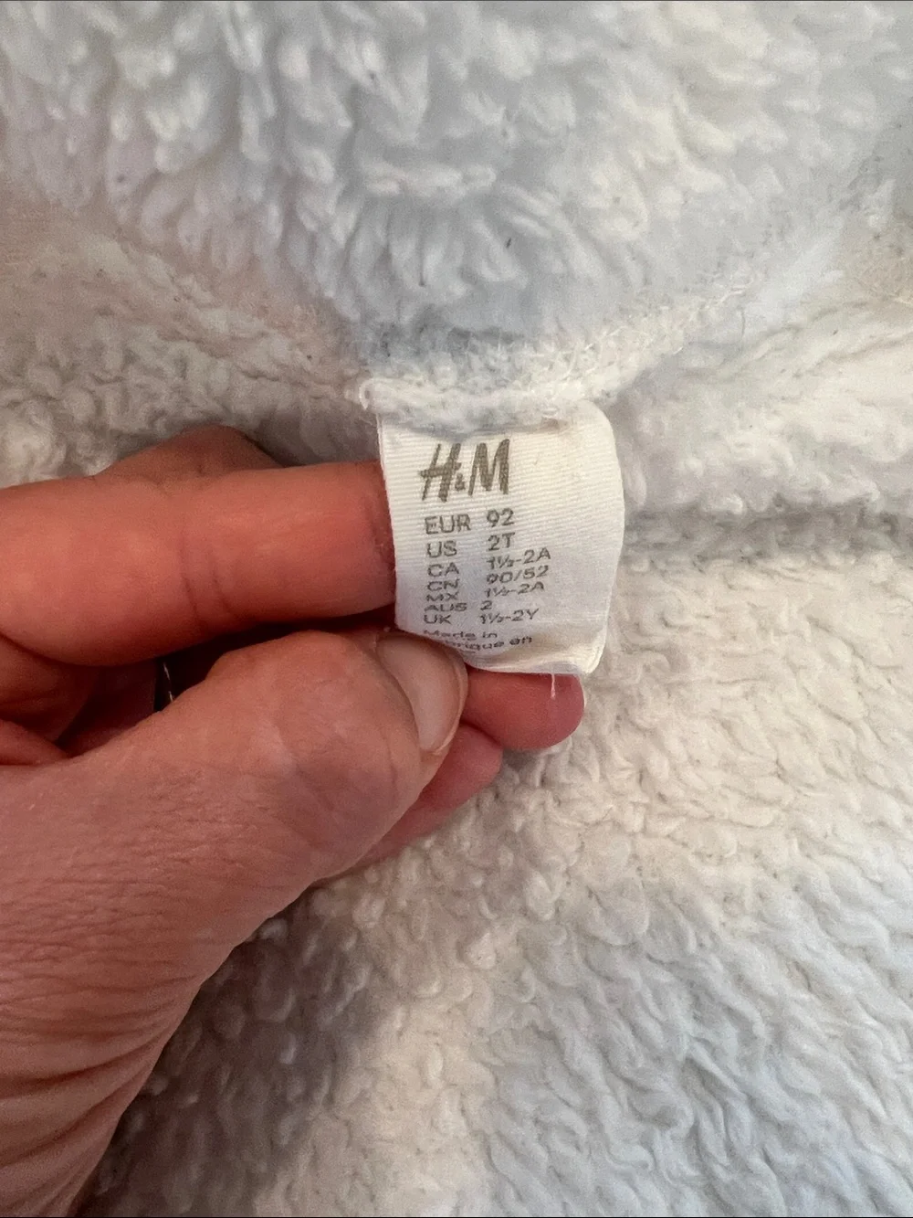H&M Kids White Sherpa Zip-Up Jacket